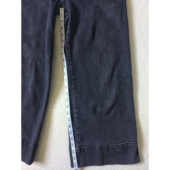 Free People Wide Leg Jeans Woman’s 28 Black Wash High Rise Relaxed Cropped Fit - Picture 12 of 13